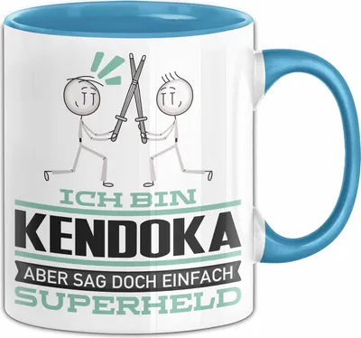 Produktbild von Kendoka Geschenk Tasse Ich Bin Kendoka Aber Sag Doch Einfach Superheld Lustige Geschenkdiee für Kendoka Kaffee-Becher (Blau)