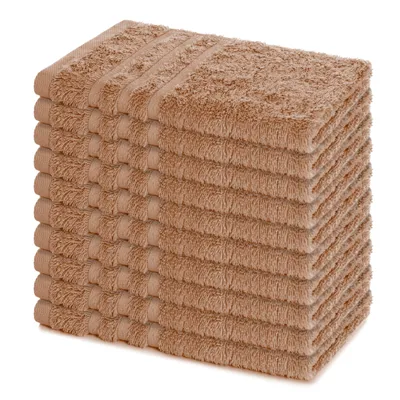 Produktbild von Lavea® 10er Set Gästehandtücher 30x50 cm, 100% Baumwolle Frottee, weich & saugstark, Serie Elena, 60 °C waschbar, Cappuccino