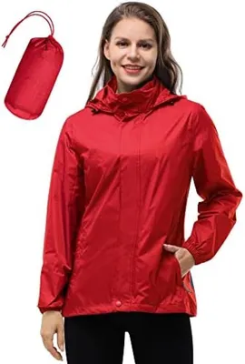 Produktbild von PolkaHome® Faltbarer Regenmantel für Damen – Wasserdicht & Atmungsaktiv – Rot