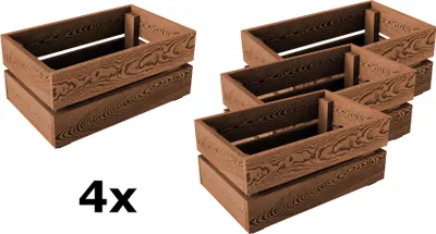 Produktbild von Lermowood Holzkisten 4x Box0421 25 x 40 x 19cm Eiche | Dekokisten aus Holz Massive Holzkiste Regalkiste Weinkiste