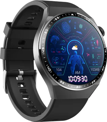 Produktbild von INF Smartwatch mit EKG, Körperzusammensetzungsanalyse, Blutzusammensetzungsanalyse (Harnsäure, Blutfette) Schwarzes Silikonarmband