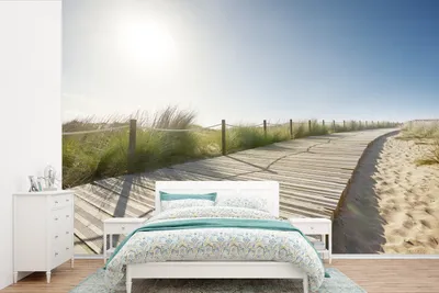 Produktbild von MuchoWow® Fototapete für Wohnzimmer oder Schlafzimmer Wandtapete Vinyl Motivtapete Strand - Regale - Portugal - 525x350 cm - Das Hintergrundbild