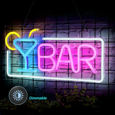 Immagine prodotto di Neon Led Light USB dimmerabile, segno al neon, luce notturna Neon Light Led decorazione murale per Bar Pub Hotel Restaurant Gift (Bar, 40x20cm)