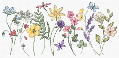 Produktbild von Letistitch Kreuzstich Stickpackung "Sommerblüte", Zählmuster, 36x17cm