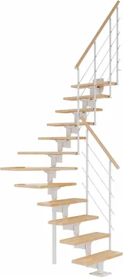 Produktbild von Dolle Mittelholmtreppe Boston 228-300cm Geschosshöhe 1/4-gewendelt in Buche/Weiss