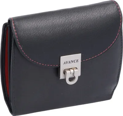 Produktbild von Brieftasche, Leder, schwarz mit roter Naht, Sicherheitsriegel