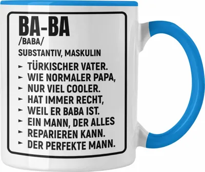 Produktbild von Trendation - Türkischer Vater Geschenk Tasse Türken Kaffeetasse Baba Papa (Blau)