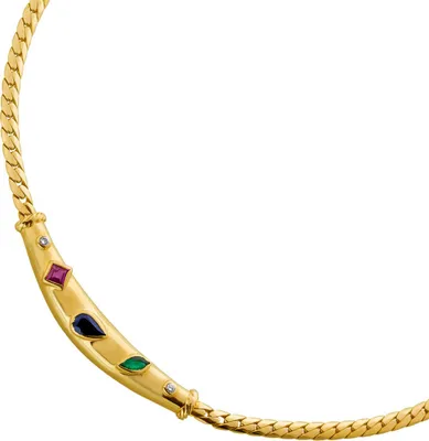Produktbild von Saphir Coller Gold 585 14K Saphir Smaragd Rubin Brillanten Antikschmuck 44
