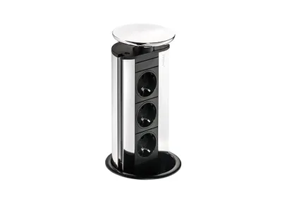 Produktbild von Naber Evoline® Port 1, Versenkbares Steckdosenelement, mit Schukosteckdose, Deckel silberfarbig 8031130