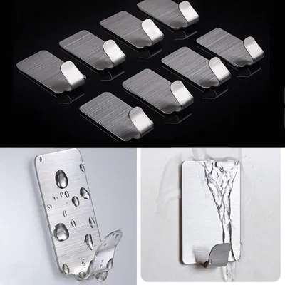 Imagen del producto de Ganchos adhesivos para toallas, de acero inoxidable, paquete de 12 unidades, para cocina y baño