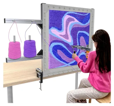 Produktbild von Rug Tufting Frame Tufting Kit, 70 cm (27.5 Zoll) Aluminium-Metall-Tufting-Rahmen für Teppichherstellung, Teppichrahmen für Tufting-Zubehör, Teppich-Tufting-Pistolen-Pistolen-Set