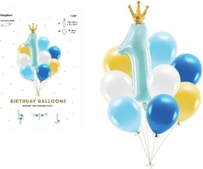 Immagine prodotto di Set di palloncini - 1° compleanno - Blu
