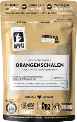 Produktbild von Orangenschalen, gemahlen, Orangenpulver, 50g