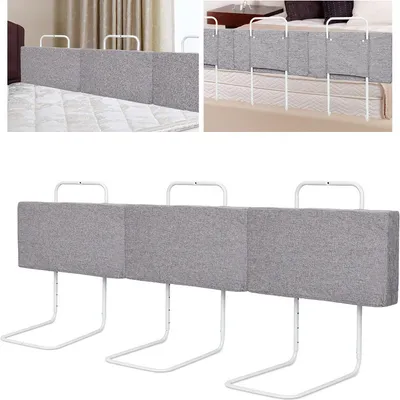 Image de Barrière de lit Jopassy Barrière de sécurité pour enfants Protection antichute lit 5 trous Réglable en hauteur Barrière de sécurité pour jeunes enfants Bébés et enfants 60cm gris