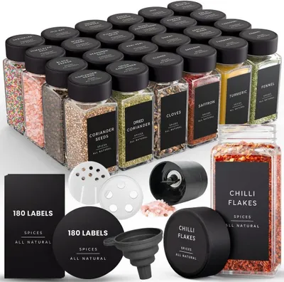 Obrázok produktu pre Korenničky 120 ml, 24 kusov, sklo, bambusové viečko, vodotesné etikety, do kuchyne