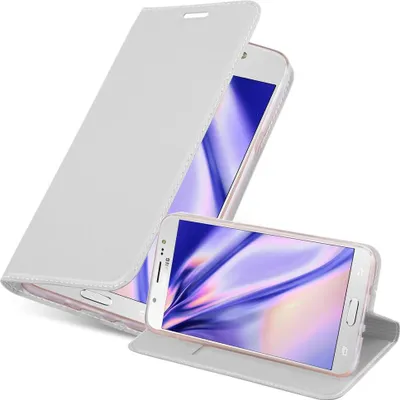 Immagine prodotto di Cadorabo custodia per cellulare per Samsung Galaxy J7 2016 custodia protettiva in argento Cover Etui Book Case Booklet