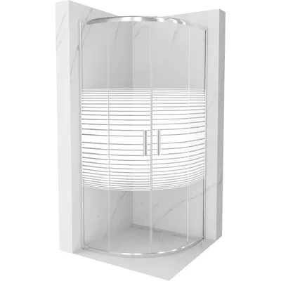 Obrázek produktu pro Mexen Rio půlkruhový sprchový kout 70 x 70 cm, Pruhy, Chromovaná - 863-070-070-01-20