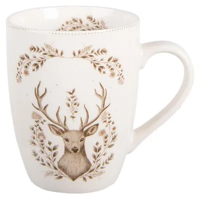 Zdjęcie produktu dla Kubek Clayre & Eef 350 ml Beżowy Porcelanowy Jeleń