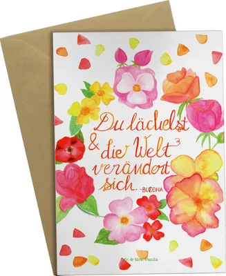 Produktbild von Mr. & Mrs. Panda Grußkarte Du Lächelst - Geschenk, einladungskarten, Zitat Buddha, dankeskarten, schön, glücklich sein, Freundin, Lachen Spruch, Dekoration, osterkarte