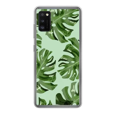 Produktbild von MuchoWow® Handyhülle Schutzhülle Hülle für Samsung Galaxy A41 Blätter - Tropisch - Pastell Silikon Softcase Handy Hülle - Mobiltelefon