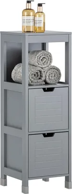 Produktbild von SoBuy Badezimmermöbel Säulenschränke - 1 Regal - 2 Schubladen - Dunkelgrau
