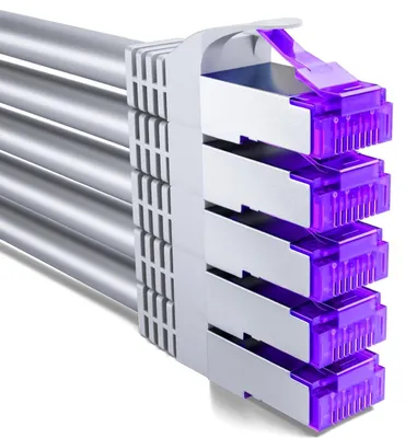 Produktbild von deleyCON 1m CAT7 Netzwerkkabel RJ45 10 Gigabit, 5 Stück - Grau