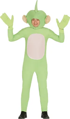 Produktbild von Grüner Alien Herren Kostüm mit Kapuze, Jumpsuit und Handschuhen, Größe: 52 - 54 (L) Farbe: Grün