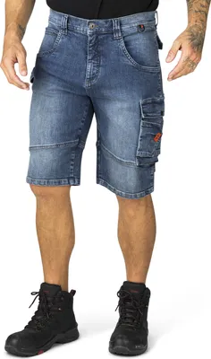 Produktbild von HERO by John Medoox LUCAN DENIM WORKWEAR Herren Arbeits-Cargoshorts Jeans Regular Fit 48 mid blue washed