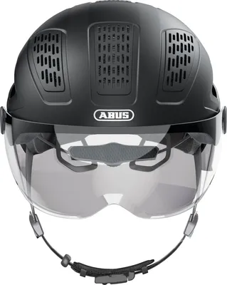 Produktbild von ABUS Stadthelm Hyban 2.0 ACE - Fahrradhelm mit Visier, icht und ABS-Hartschale - für Damen und Herren - Schwarz Matt, Größe L (56-61 cm)