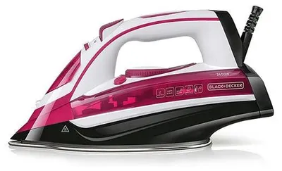 Obrázok produktu pre Black & Decker BXIR2600E, Suché aj parné žehlenie, Žehliaca plocha z nehrdzavejúcej ocele, 160 g/min, Čierna, Ružová, Biela, 35 g/min, 0,3 L