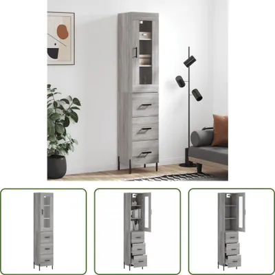 Produktbild von The Living Store Highboard Grau Sonoma 34,5x34x180 cm Holzwerkstoff