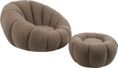 Produktbild von cosyou Sessel mit Hocker für Wohnzimmer & Schlafzimmer, Fernsehsessel Teddystoff - 360° drehbar Braun