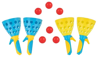 Produktbild von Fangspiel Fangbecher Ballspiel - 4 Becher - 6 Bälle - Für Garten und Strand