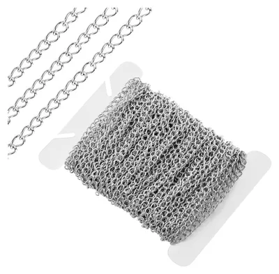 Produktbild von 10m Edelstahl Panzerkette für Schmuckherstellung, 3mm × 10m Halskettenverlängerung Silber, anlaufbeständige Kette für Anhänger und Armbänder