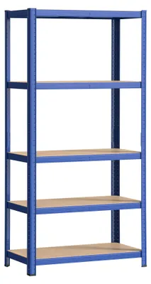 Produktbild von Wiltec Schwerlastregal 100x50x204cm, 200kg/Ebene, Steckregal blau, Lastenregal mit 5 Ablagen, Werkstattregal