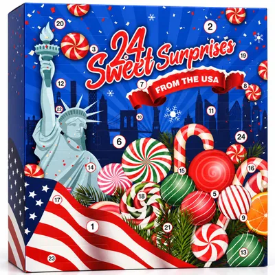 Produktbild von C&T USA Candy Adventskalender 2026 – süße & saure amerikanische Süßigkeiten