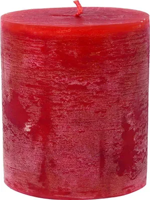 Produktbild von Stumpenkerze durchgefärbt rot mamoriert Ø 10 cm x 12 cm