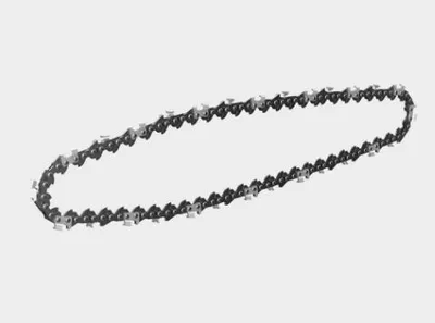 A chainsaw chain is shown on a plain background.