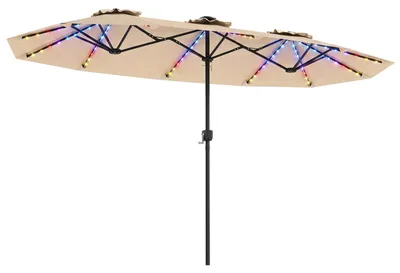 Produktbild von KOMFOTTEU Doppelsonnenschirm, Sonnenschirm groß, mit Kurbel & 12 Rippen, Gartenschirm, UV-Schutz, Terrassenschirm Marktschirm für Pool, Hof, Terrasse
