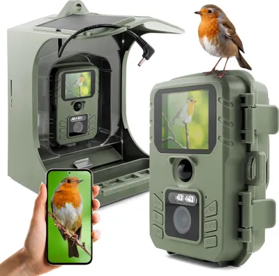 Produktbild von Vogelfutterstation mit WiFi-Kamera, Solar-PIR-Kamerafalle, pädagogische App