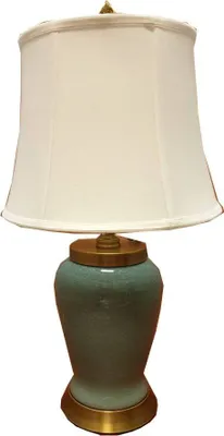 Produktbild von Fine Asianliving Chinesische Tischlampe Porzellan mit Lampenschirm E27 Orientalische Tischleuchte Keramik Nachttischlampen Schlafzimmer Wohnzimmer