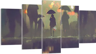 Produktbild von Bild auf Leinwand - Leinwandbild - Straße Regen Wasser - 160x85cm - Wand Bild - Wanddeko - Leinwanddruck - Bilder - Kunstdruck - Wanddekoration - Leinwand bilder - Wandkunst - EA160x85-3885