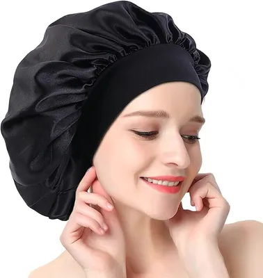Produktbild von Satin Bonnet Nacht Schlafmütze,Schlafmütze Satin Bonnet Nacht Schlaf Mütze Verstellbare Schlafkappe Seide Schlafmütze Schlafen Weiche Satin Haube für Damen Mädchen