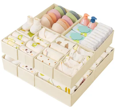 Image de Organisateur de sous-vêtements avec 10 compartiments de rangement, couleur beige