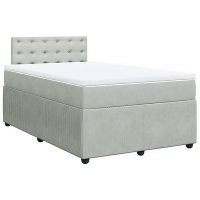 Produktbild von Boxspringbett mit Matratze Hellgrau 120x200 cm Samt
