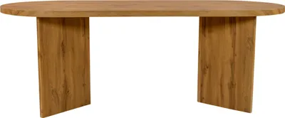 Produktbild von Refurbished Möbelretoure Esstisch oval mit geraden Kanten 204x90 cm Holz Wildeiche-Optik Tischbeine V-Form OVI