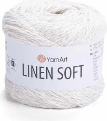 Produktbild von YarnArt Linen Soft Garn - 100g, Leinen Viskose Baumwolle, Weiß/Krem 7301