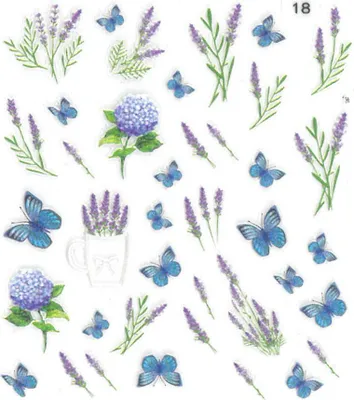 Produktbild von 5D Nagelsticker selbstklebend Blumen Schmetterlinge Nr. 18