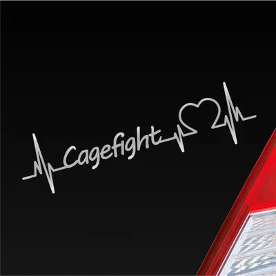 Produktbild von Auto Aufkleber Cagefight Herzschlag Kampfsport Boxen Sport Liebe 19x5 cm Silber Sticker Heckscheibenaufkleber