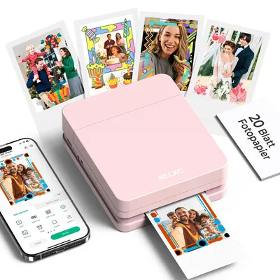 Productafbeelding van Fotoprinter - Draagbare mini fotoprinter - Roze
